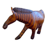 African Hand Carved Wood Zebra Statue 7"x4.25" Figurine Art Decor Imported VG