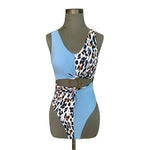 REUTTER Women's Blue Animal Print One Piece Swimsuit Size S Ring Front Cut-Out