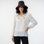 Vintage Montare San Marino Crochet Lace Blouse M Petite White Floral NWT Japan