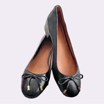 TORY BURCH Brooke Bow 25MM Black Nappa Leather Ballet Heels Size 5.5