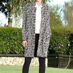 PHILOSOPHY Women Cardigan M Black White Long Blazer Open Front Ponte Knit Duster