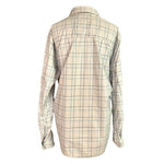 REI Men's Plaid Hiking Shirt M Long Sleeve Tan Blue Wrinkle Resistant VG