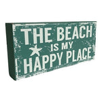 The Beach is My Happy Place Wood Sign 11x5 Coastal Wall Decor Turquoise White G+