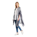 Michael Stars Viscose Ruana Scarf Wrap Black White Alligator Print One Size NWT