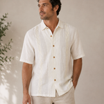 Tommy Bahama Men's XXL 100% Silk Embroidered Camp Shirt Cream Original Fit VG