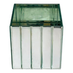 Johana Mirrored Glass Cube Vase Silver Planter Flower Pot Makeup Holder 6.5”
