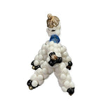 Vintage Artisan White Beads Poodle Statue Dog Figurine Dog Lover Gift Souvenir
