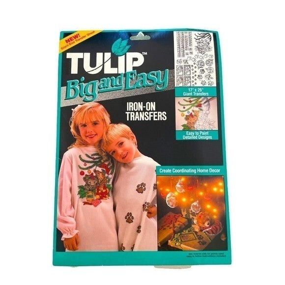 NIB Tulip Big and Easy Iron-On Transfer Sheet 17x26 Floral DIY Craft 1992