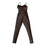 Offline by Aerie Real Luxe Brown PU Leather Jumpsuit S/M Sleeveless NWT