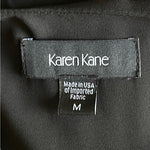 Karen Kane Women's Black Asymmetrical Crepe Blouse M V-Neck 3/4 Flutter Sleeve