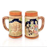 Vintage Pair 2 Japanese Bavarian Style Beer Steins 5.5 Hand-Painted Ceramic NWOT