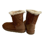 Women’s Tan Suede Leather Sheepskin Lined Ankle Boots Size 10 Winter Boots