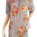 Speed Control NY Women's Off Shoulder Floral Stripe Mini Dress S Knot Sleeve EXC