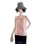 WHITE HOUSE BLACK MARKET Light Pink Sequin Tank Top Women Medium Sleeveless VG