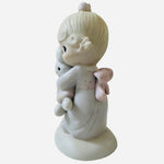 Vintage 1978 Enesco Jesus Loves Me Girl w/ Rabbit Porcelain Figurine 5" Thailand