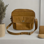 Vintage Samsonite Tan Vinyl Carry-On Messenger Travel Bag Good