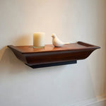 Burnes Dark Wood Wall Display Shelves Set of 2 Brown Candle Holders  Set of 2 VG