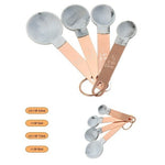 Measuring Cups Spoons Set 8 Piece Copper Handle Marble White Grey Kitchen NIB