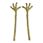 Serving Hands Halloween Claw Salad Servers Set of 2 Gold Metal Tongs Forks VG