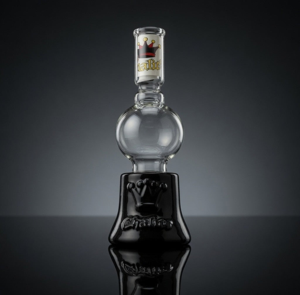 Chalice Glass Bubble Bong 13" Black Crown Base Water Pipe Accessories NIB