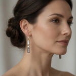 Sparkling White Gray Crystal Drop Earrings Women 2.2" Glass Dangle Jewelry VG