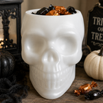 White Skull Shaped Candy Bowl Planter Halloween Gothic Decor  Matte VG