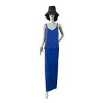 Alex Evenings Blue Glim Sleeveless Maxi Dress & Long Sleeve Blazer Suit Size 16