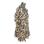 Women Top BETHANY Animal Print Button Front Shirt Chiffon Ruffled Sleeve Blouse