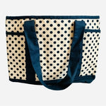 Blue White Polka Dot Cotton Tote Bag Shopping Travel Beach Shoulder Handbag