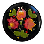 Vintage Russian Soviet Era Wood Lacquer Hand Painted Khokhloma Plate 10 Folk Art