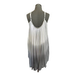 Bali Queen Women's White Grey Metallic Bead Neckline Dress Midi Rayon Adjustable