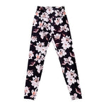 Balance Collection Floral Athletic Leggings Bordeaux Red Stretch Women Size M