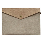 Canvas Laptop Briefcase Document Bag Grey Beige Unisex 13x9 NWOT