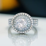 Crystal Rhinestone Ring Alloy Metal Round Love Size 7 Chic Gift NWOT