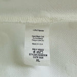 W5 Womens Top XL White Textured Polka Dot Blouse Short Sleeve Zip Back Bateau G+