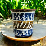 Rare Vintage Pottery Ceramic Planter 5.5” Handmade Brown Blue White Clay Pot