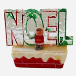Vintage Xmas Acrylic NOEL Figurine 3"x2.5" Red Green Clear Ornament VG