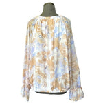 NINE WEST Women's Sheer Floral Chiffon Blouse XXL Long Bell Sleeve Pastel NWT
