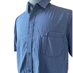 Angelo Litrico Men's Blue Grey Stripe Button Front Shirt 2XL Cotton Short Sleeve