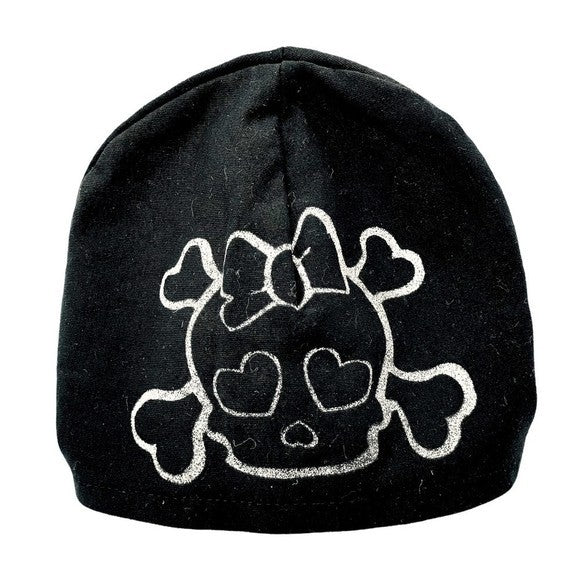 Stylish Black Cotton Skull Cap Beanie Baby Girl Kids Hat One Size NWOT