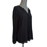OLD NAVY Womens Top M Black Loose Fit Blouse Long Sleeve V Neck Viscose NWOT