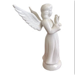 Vintage Dresden White Angel Musician Bisque Porcelain Statue 5.75 Germany Signed