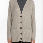 Gap Women's Tan Merino Wool V-Neck Cardigan M Button Front Ribbed Pockets EXC