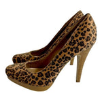 WILD DIVA Leopard Print Brown Black High Heel Pumps Sandals Women's Size 6 NIB