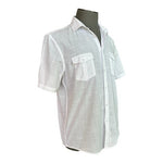 Alfani Mens White Button Front Shirt M Short Sleeve Cotton Blend Regular Fit EXC