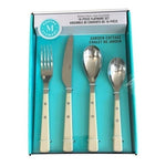 NEW Martha Stewart Garden Cottage 16pc Stainless Steel Flatware Set Ivory NIB