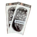 Lot of 2 Tiger Tattoos Grey White Waterproof Breathable Permanent Body Art New