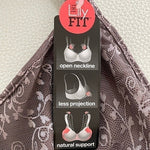 HANES The Lily Fit Mocha Lace Bra 34D Natural Support Comfortable Underwire NWT
