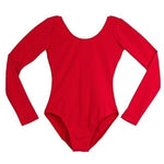 Leveret Girls Red Stretch Nylon Long Sleeve Bodysuit Dance Leotard Size L NWOT
