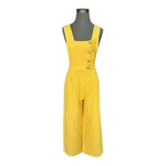 ZARA Gold Ruffled Jumpsuit XS/S Sleeveless Cropped Linen Cotton Zip Side VG